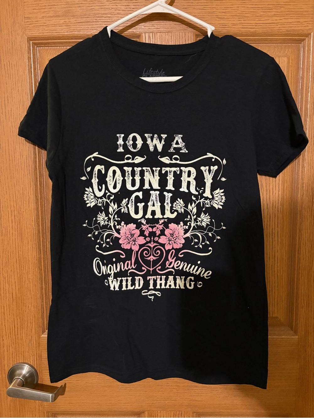 Iowa Country Gal Short Sleeve Graphic Tee - Black with Pink Floral